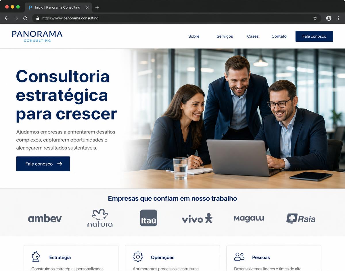 Tela do site do projeto Panorama Consulting